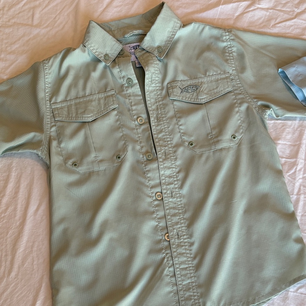 AFTCO Light Green Kids Casual Button Down Shirt